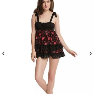 Disney Beauty and The Beast  Babydoll Top‎ Size L Belle Rose